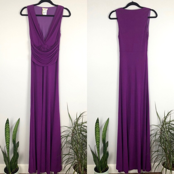 NWOT Etro Purple Deep V Maxi Dress Gown - Picture 4 of 13